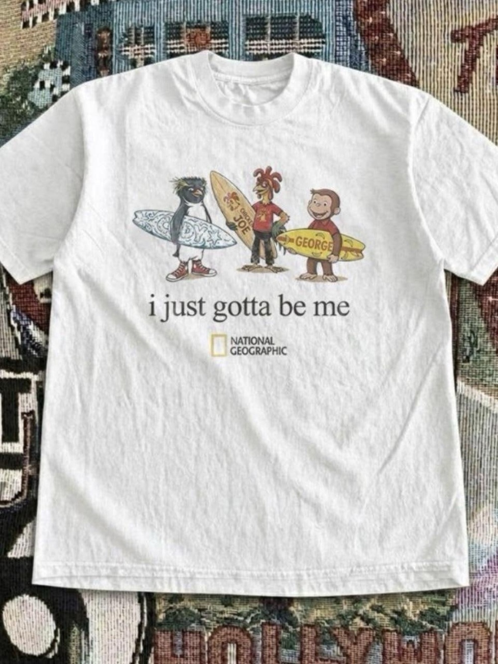 National Geographic Tee with Multicolor Surf Characters